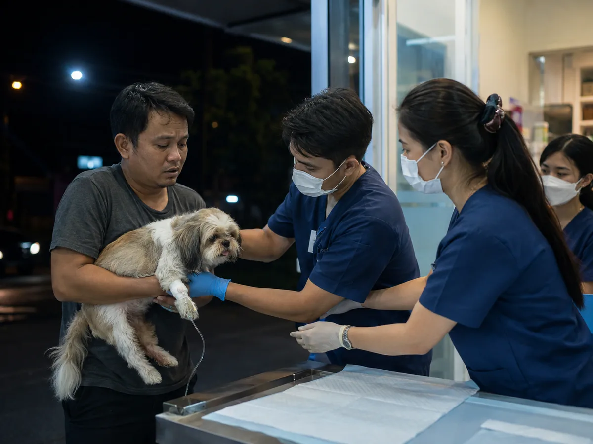 Emergency veterinary care for a pet in Batam, Indonesia